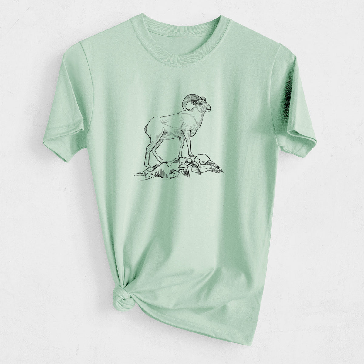 Bighorn Sheep Ram - Ovis canadensis - Heavyweight Men&#39;s 100% Organic Cotton Tee