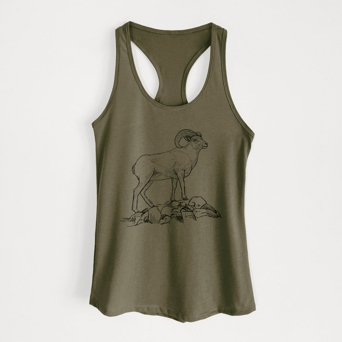 Bighorn Sheep Ram - Ovis canadensis - Women&#39;s Racerback Tanktop