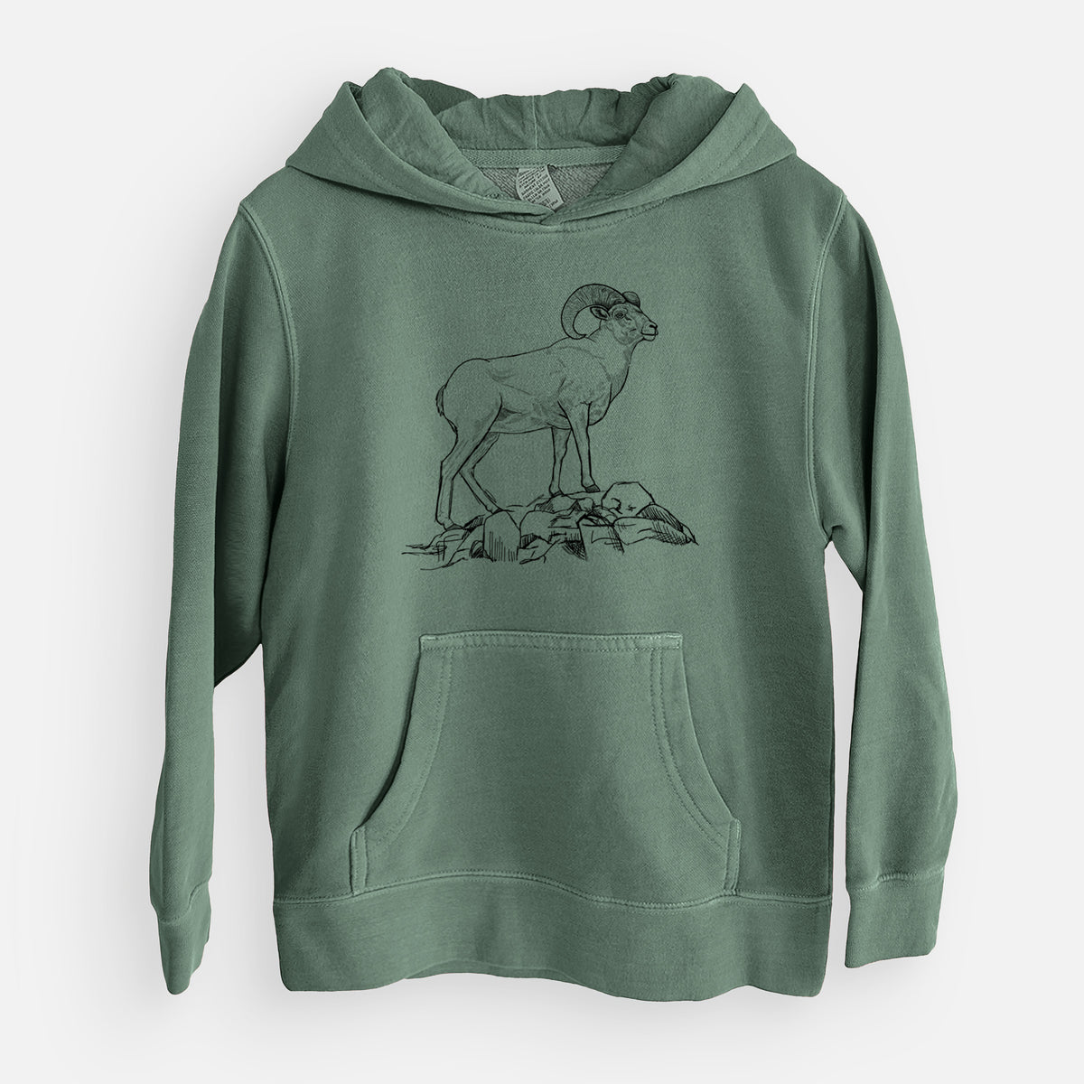 Bighorn Sheep Ram - Ovis canadensis - Youth Pigment Dyed Hoodie