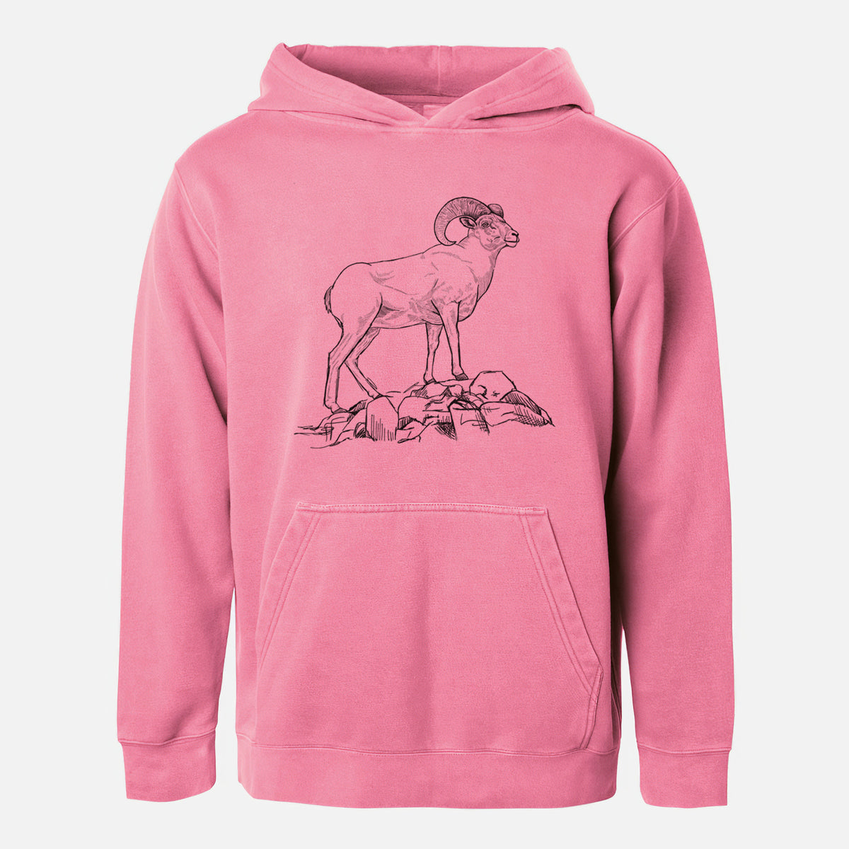 Bighorn Sheep Ram - Ovis canadensis - Youth Pigment Dyed Hoodie