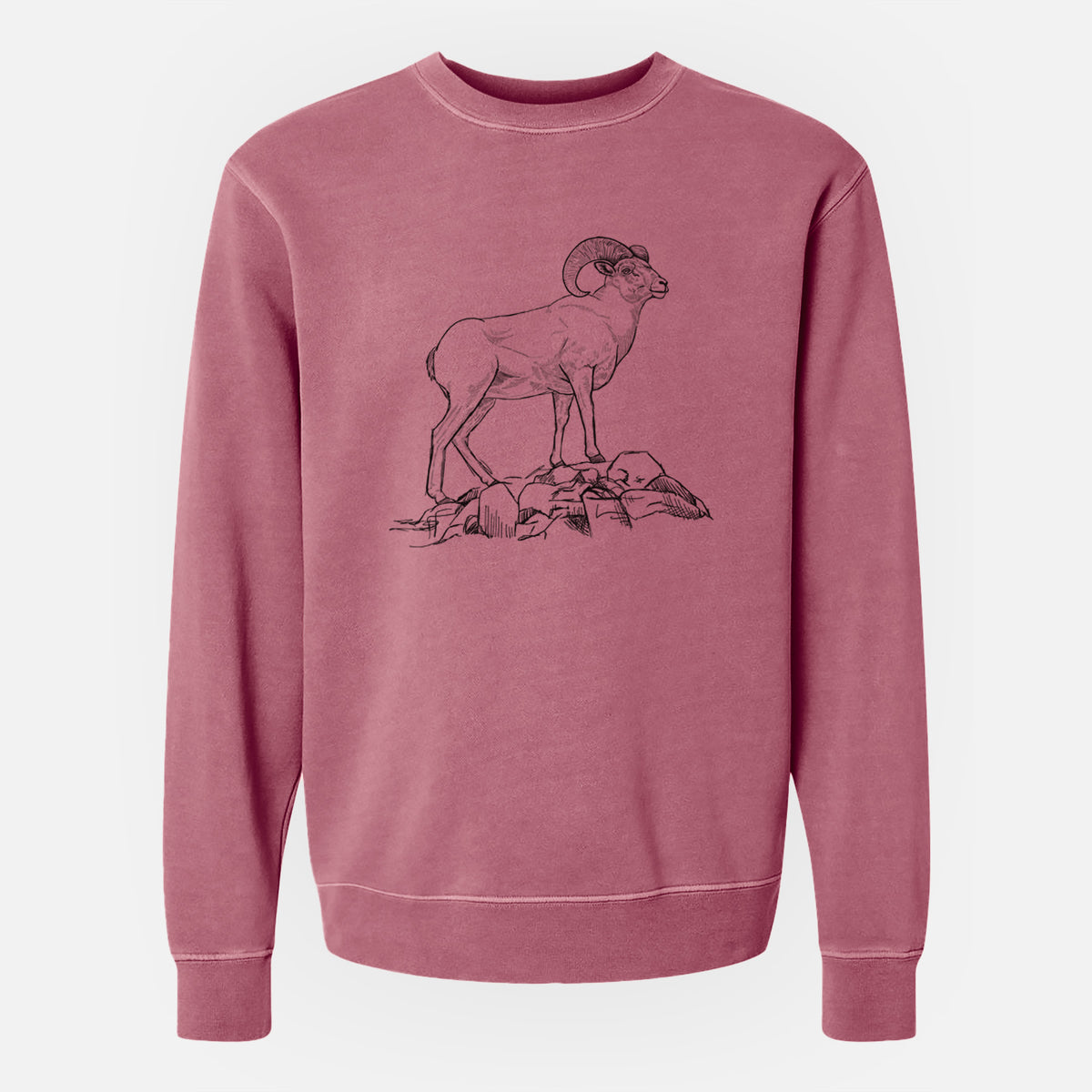 Bighorn Sheep Ram - Ovis canadensis - Unisex Pigment Dyed Crew Sweatshirt