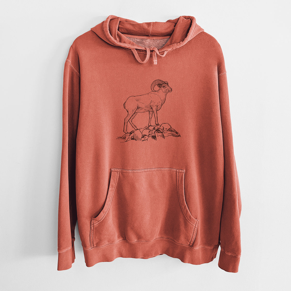 Bighorn Sheep Ram - Ovis canadensis - Unisex Pigment Dyed Hoodie