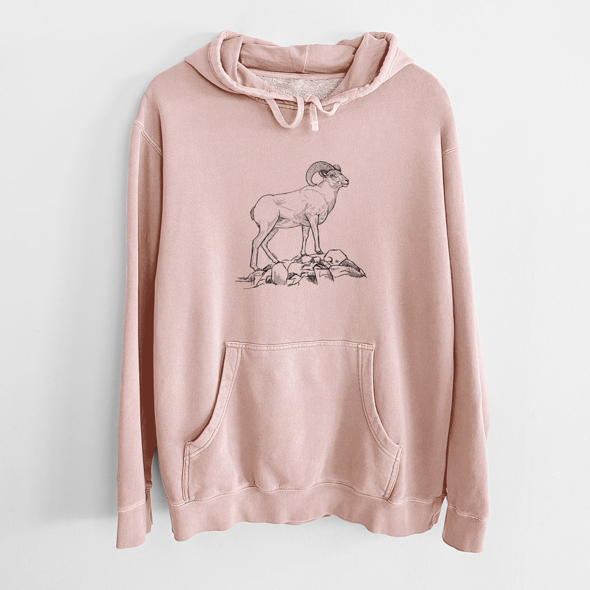 Bighorn Sheep Ram - Ovis canadensis - Unisex Pigment Dyed Hoodie