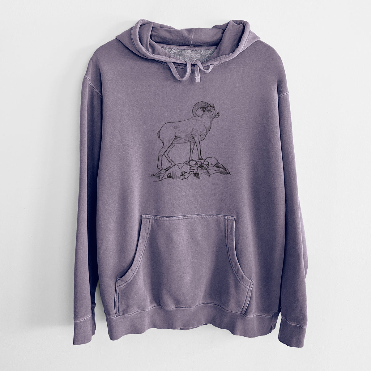 Bighorn Sheep Ram - Ovis canadensis - Unisex Pigment Dyed Hoodie