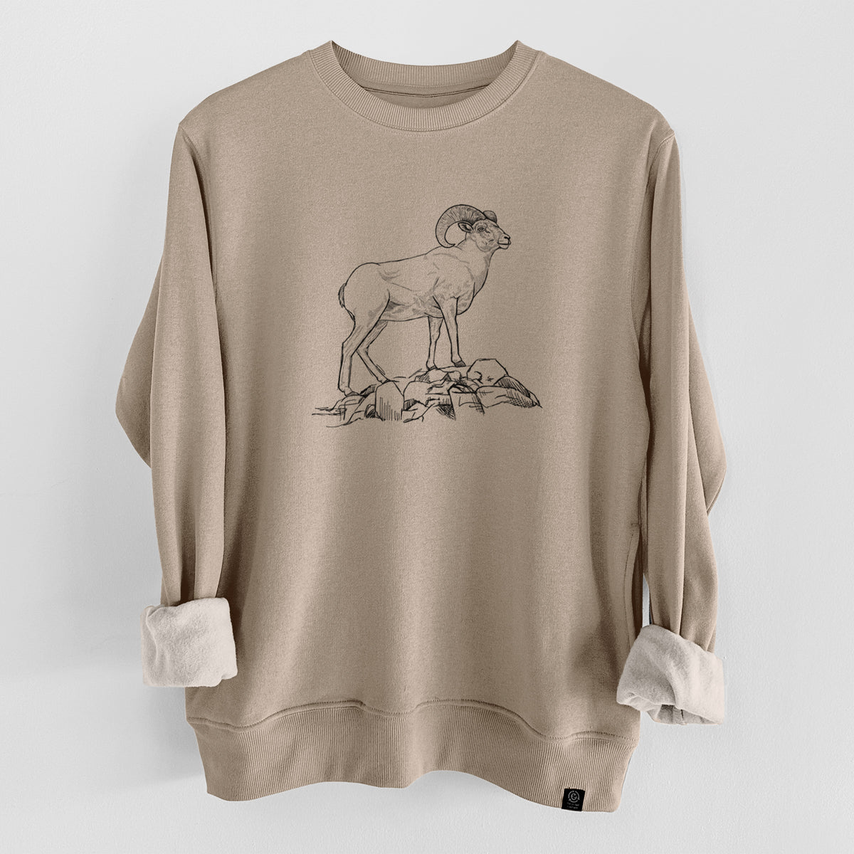 Bighorn Sheep Ram - Ovis canadensis  - Unisex Reclaimed Crewneck Sweatshirt