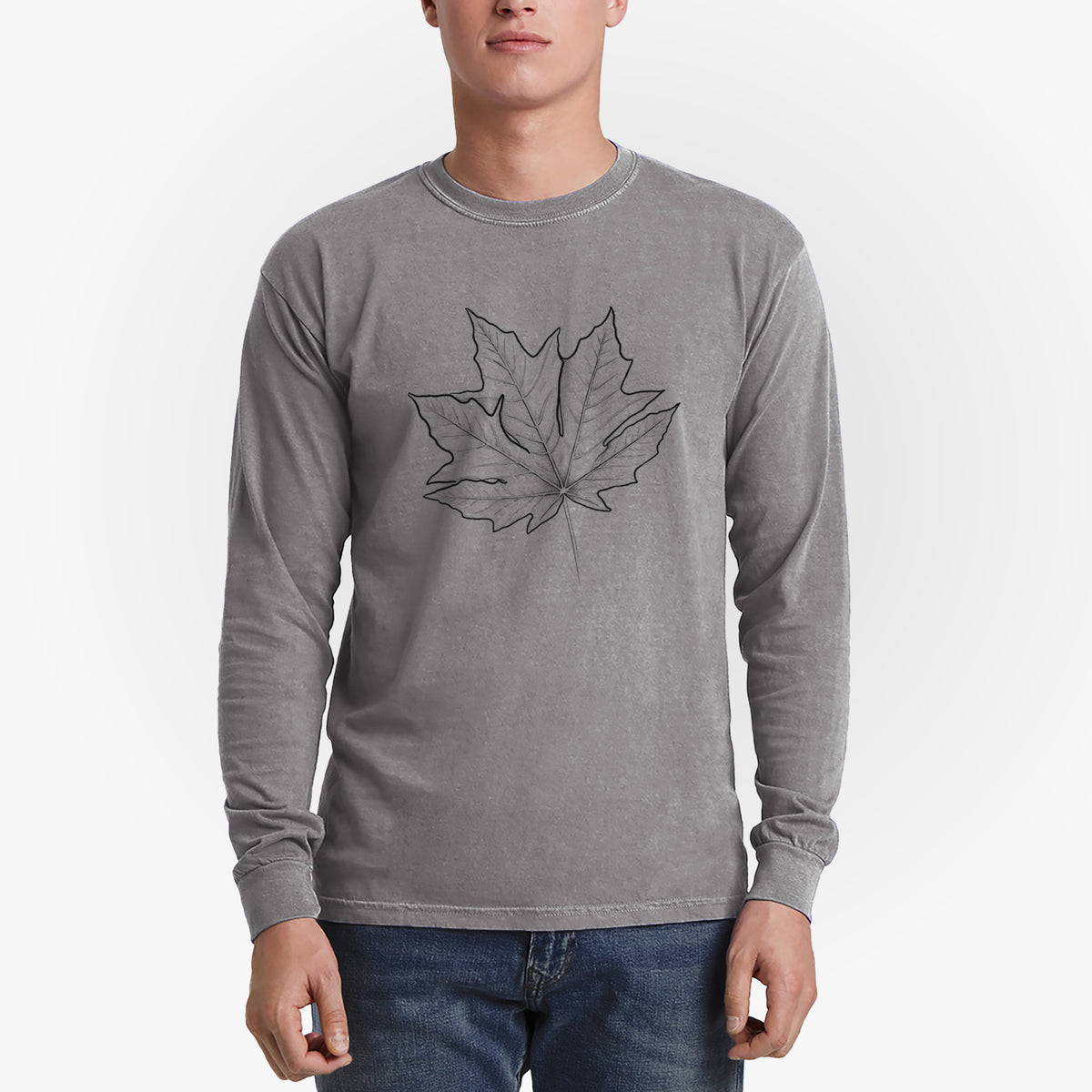 Bigleaf Maple - Acer macrophyllum - Men&#39;s Heavyweight 100% Cotton Long Sleeve