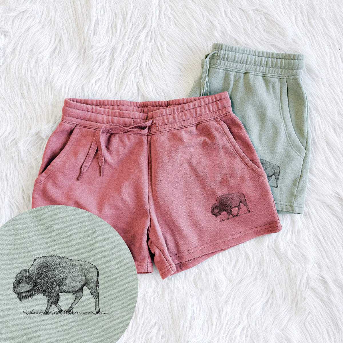 American Bison / Buffalo - Bison bison - Women&#39;s Cali Wave Shorts