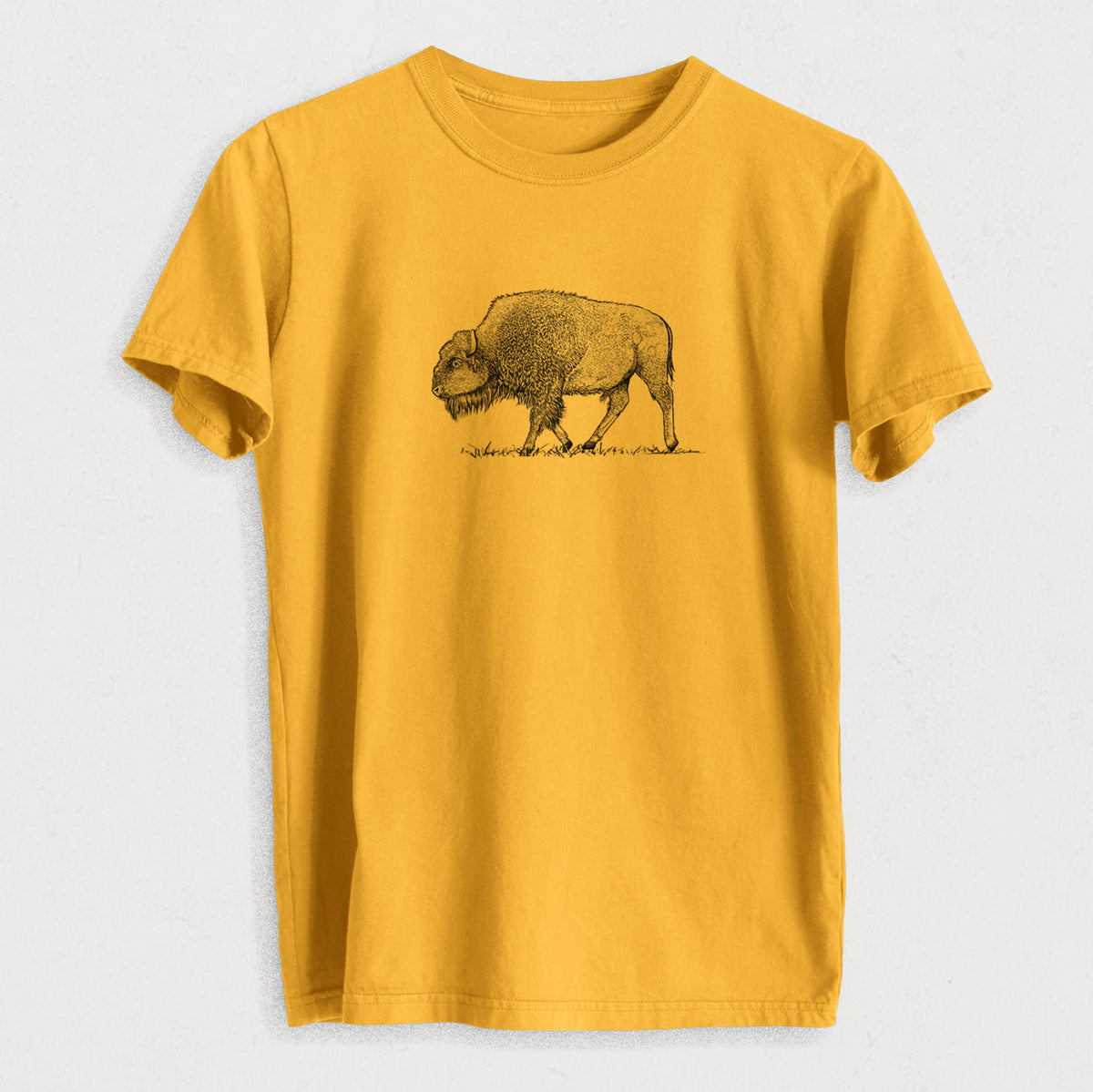 American Bison / Buffalo - Bison bison - Heavyweight Men&#39;s 100% Organic Cotton Tee
