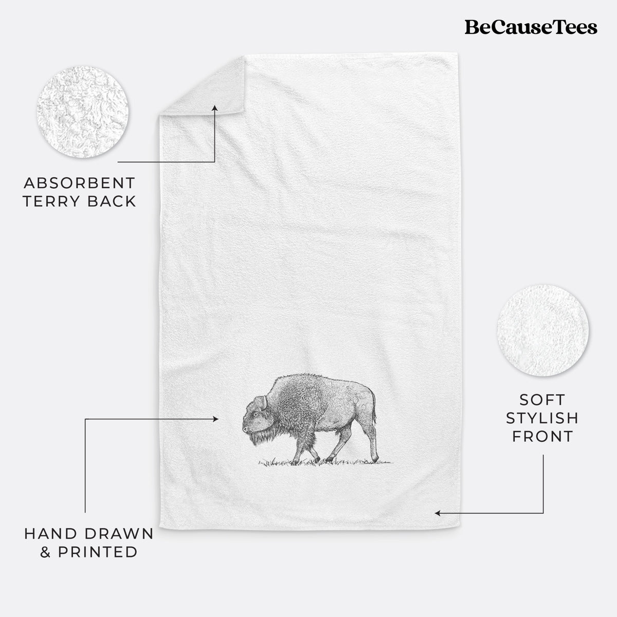 American Bison / Buffalo - Bison bison Premium Decorative Hand Towel