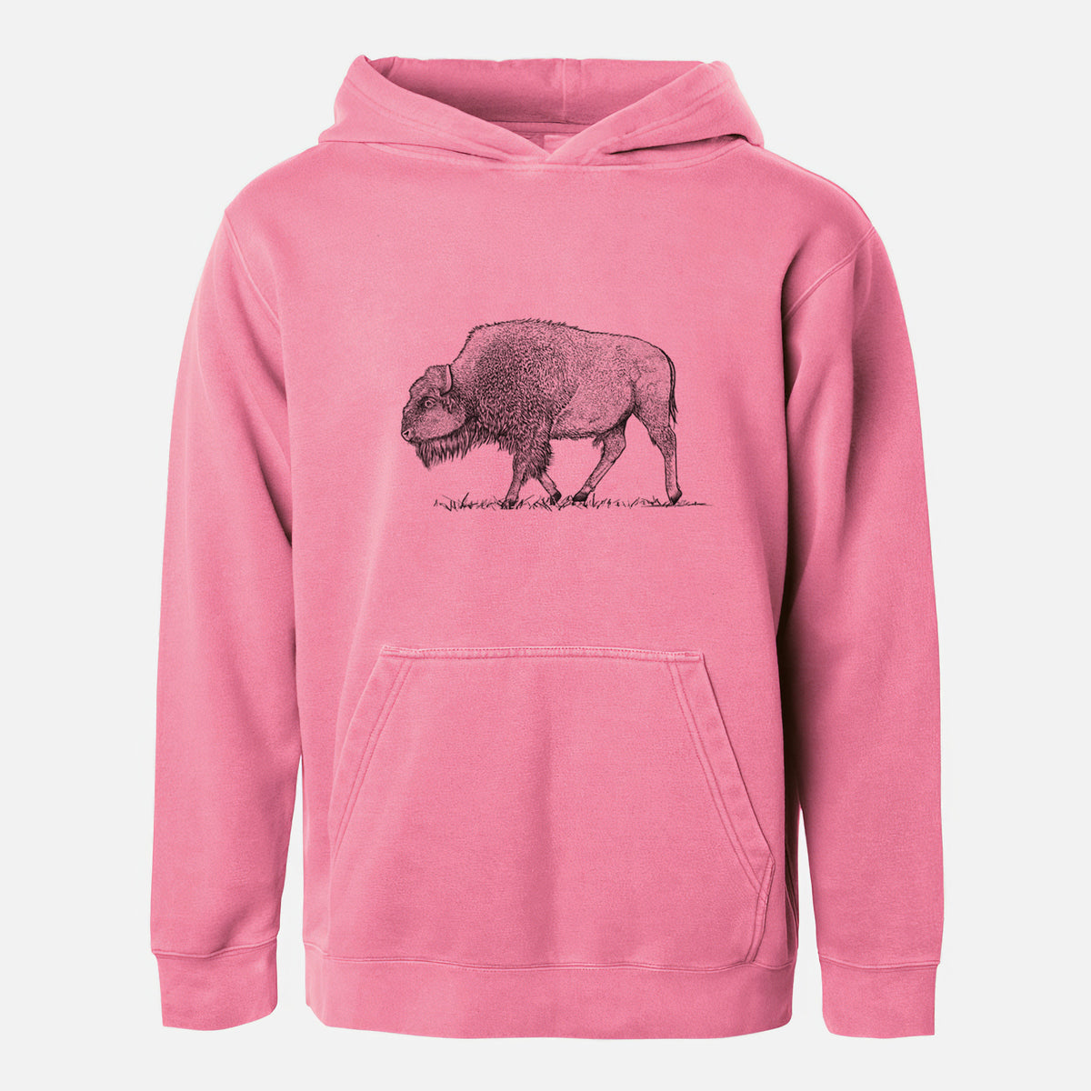 American Bison / Buffalo - Bison bison - Youth Pigment Dyed Hoodie