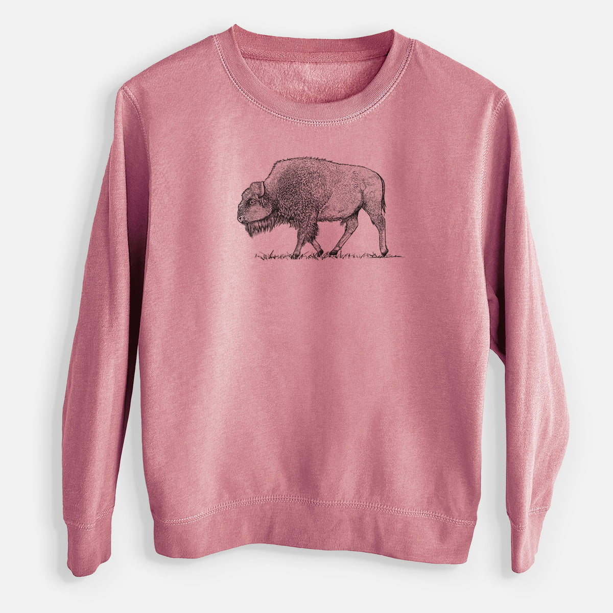 American Bison / Buffalo - Bison bison - Youth Lightweight Crewneck Sweatshirt