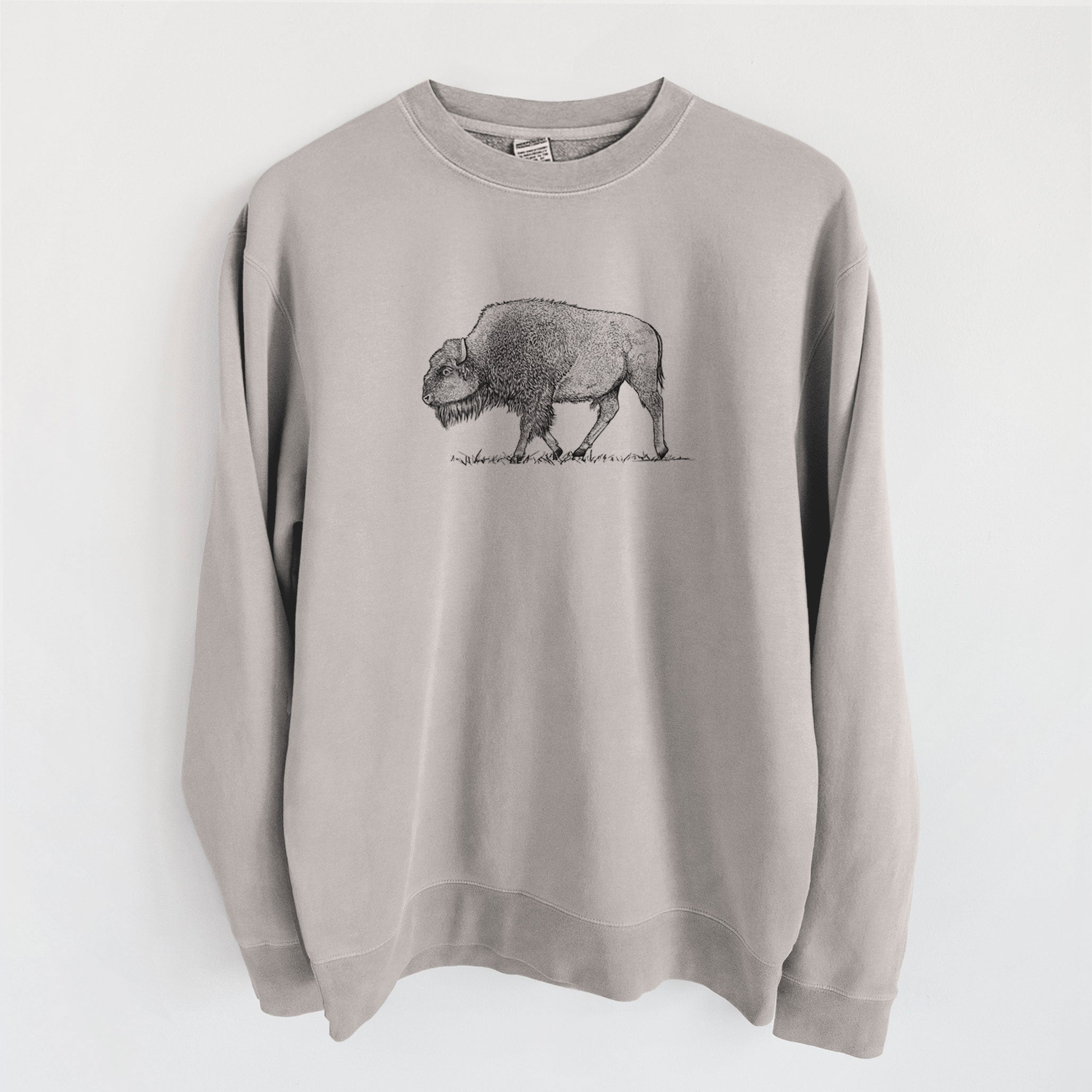 American Bison / Buffalo - Bison bison - Unisex Pigment Dyed Crew Sweatshirt