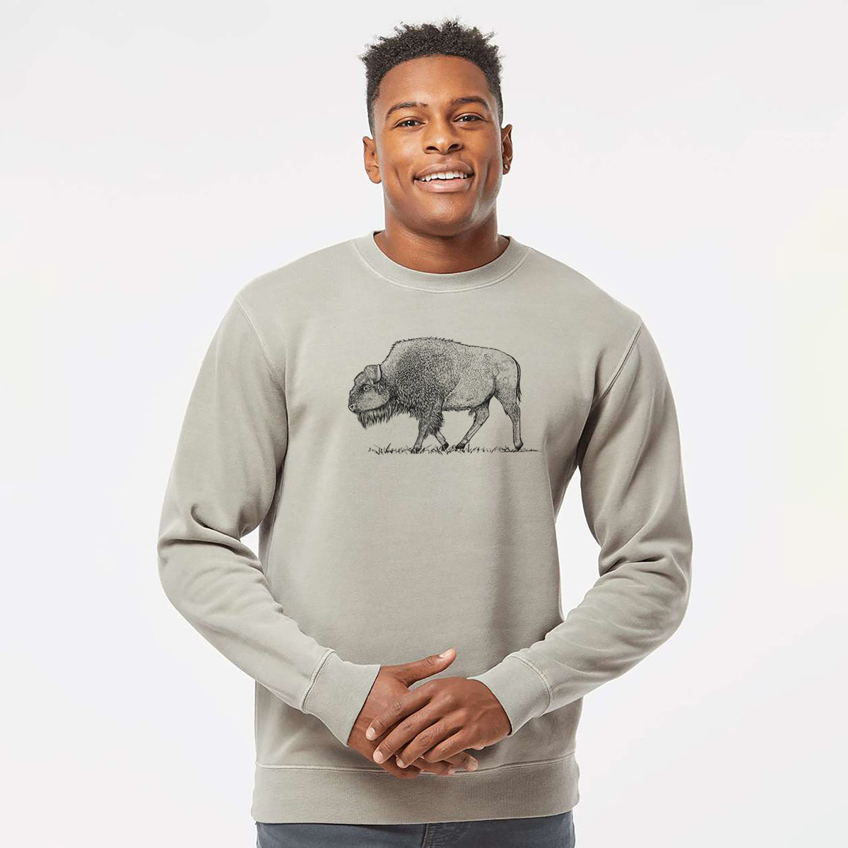 American Bison / Buffalo - Bison bison - Unisex Pigment Dyed Crew Sweatshirt