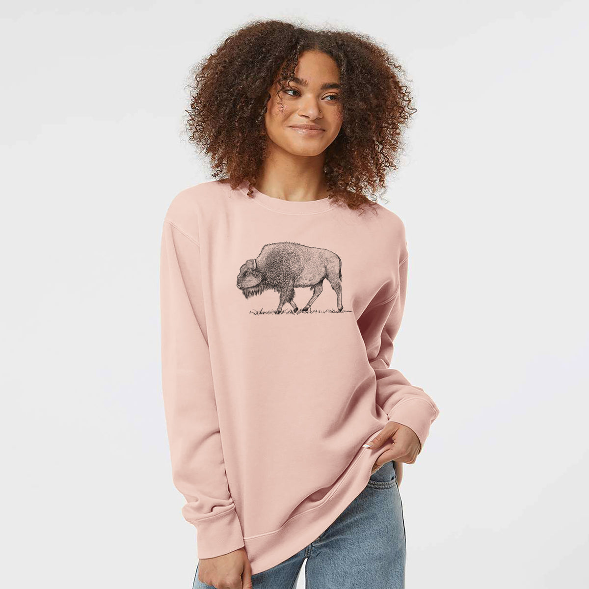 American Bison / Buffalo - Bison bison - Unisex Pigment Dyed Crew Sweatshirt