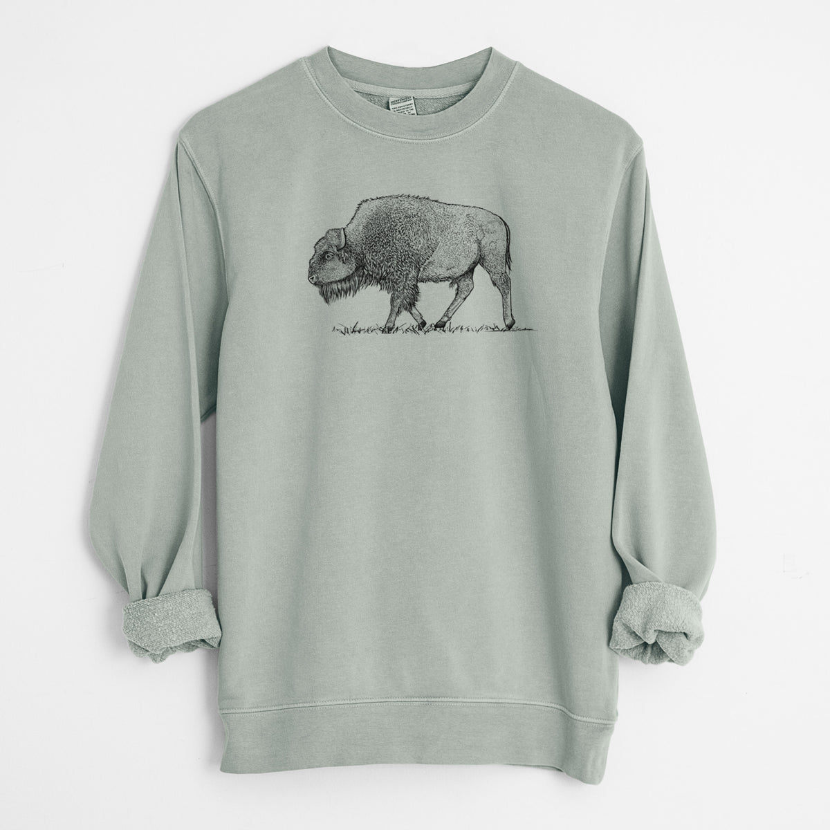 American Bison / Buffalo - Bison bison - Unisex Pigment Dyed Crew Sweatshirt