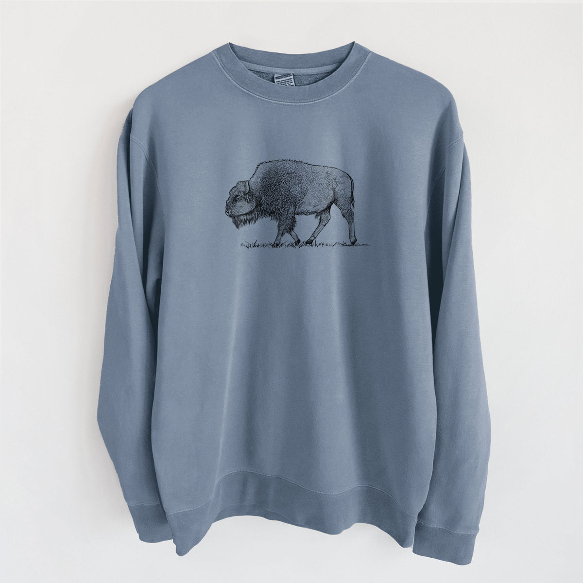 American Bison / Buffalo - Bison bison - Unisex Pigment Dyed Crew Sweatshirt