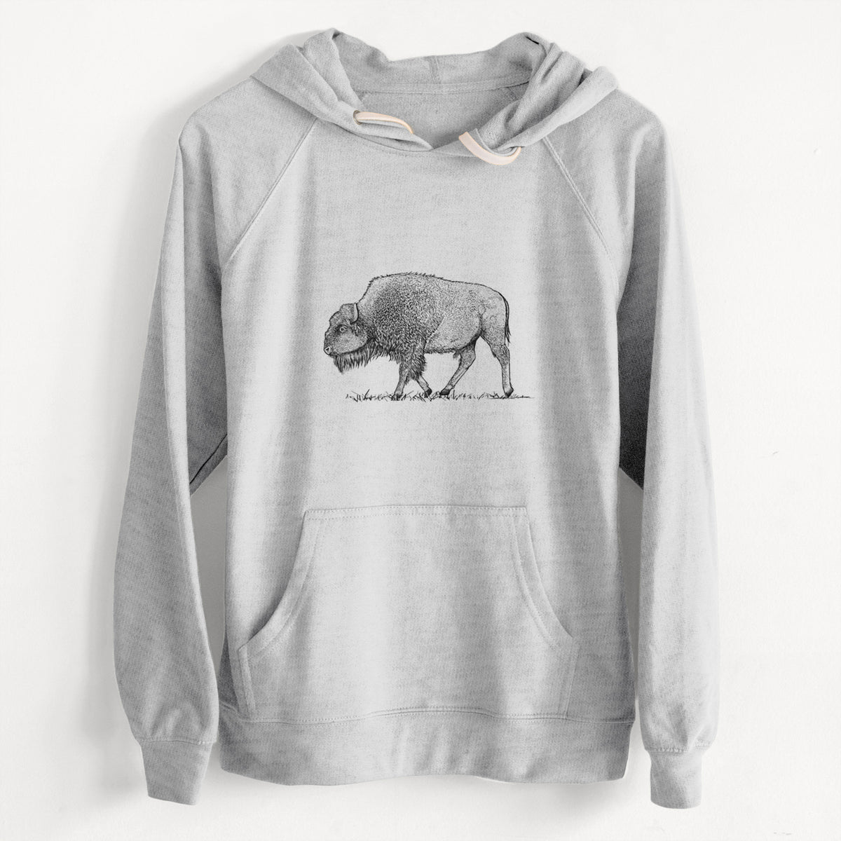 CLEARANCE - American Bison / Buffalo - Bison bison  - Unisex Slim Fit Loopback Terry Hoodie