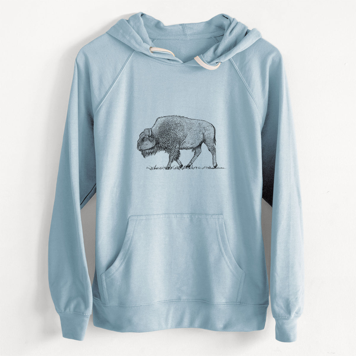 CLEARANCE - American Bison / Buffalo - Bison bison  - Unisex Slim Fit Loopback Terry Hoodie