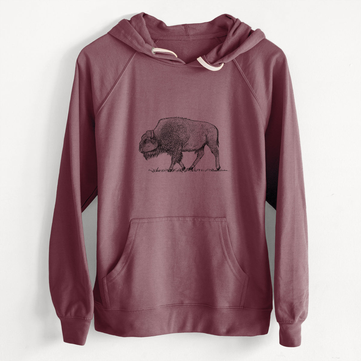 CLEARANCE - American Bison / Buffalo - Bison bison  - Unisex Slim Fit Loopback Terry Hoodie