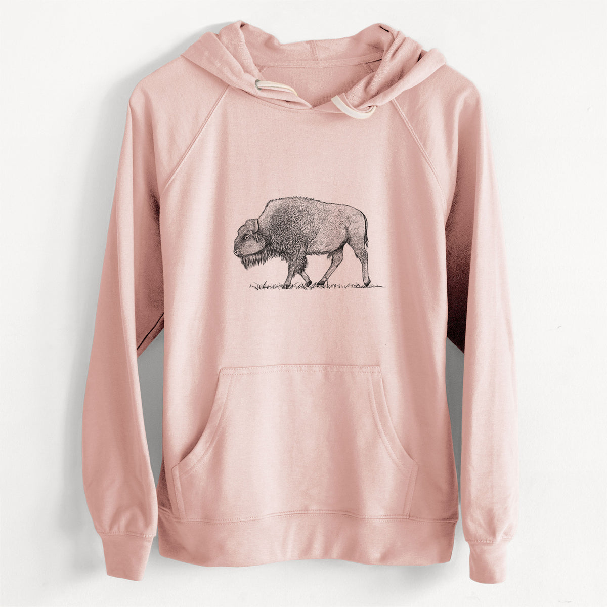 CLEARANCE - American Bison / Buffalo - Bison bison  - Unisex Slim Fit Loopback Terry Hoodie