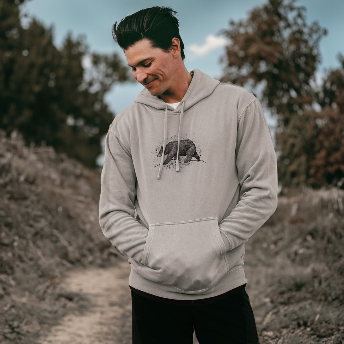 Black Bear - Unisex Pigment Dyed Hoodie