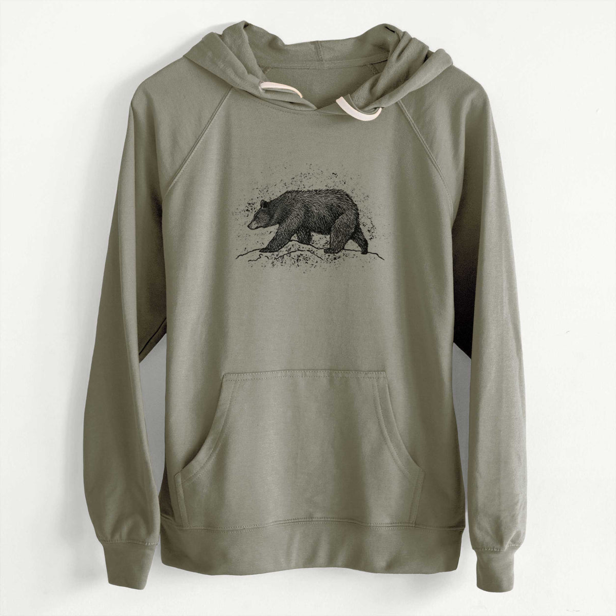 CLEARANCE - Black Bear  - Unisex Slim Fit Loopback Terry Hoodie