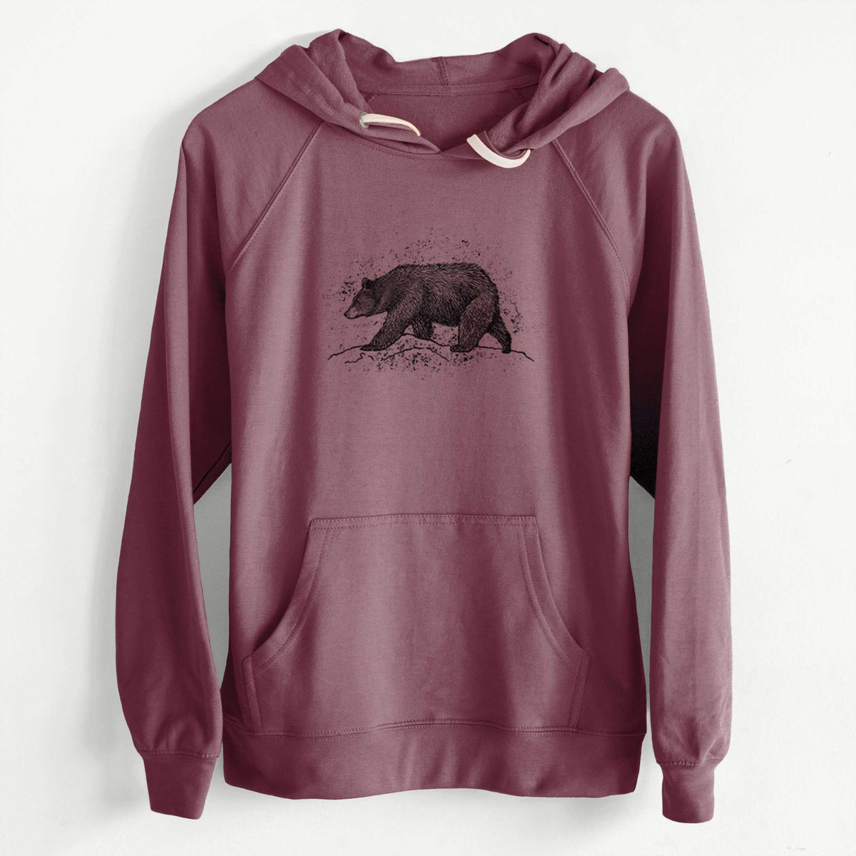 CLEARANCE - Black Bear  - Unisex Slim Fit Loopback Terry Hoodie