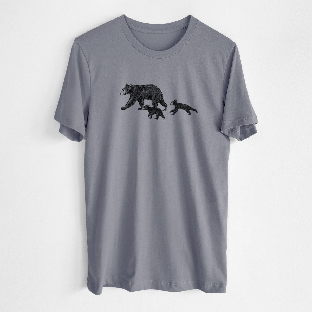 Mama Black Bear with Cubs - Lightweight 100% Cotton Unisex Crewneck