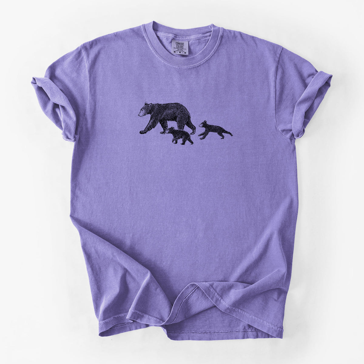 Mama Black Bear with Cubs - Unisex Comfort Colors Garment-Dyed Heavyweight T-shirt