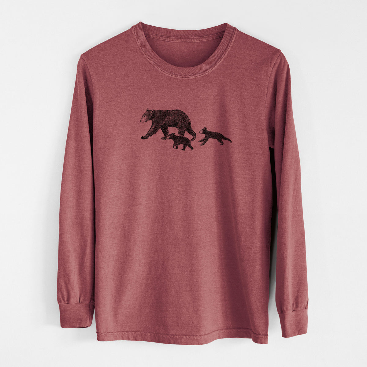 Mama Black Bear with Cubs - Unisex Comfort Colors 100% Cotton Long Sleeve