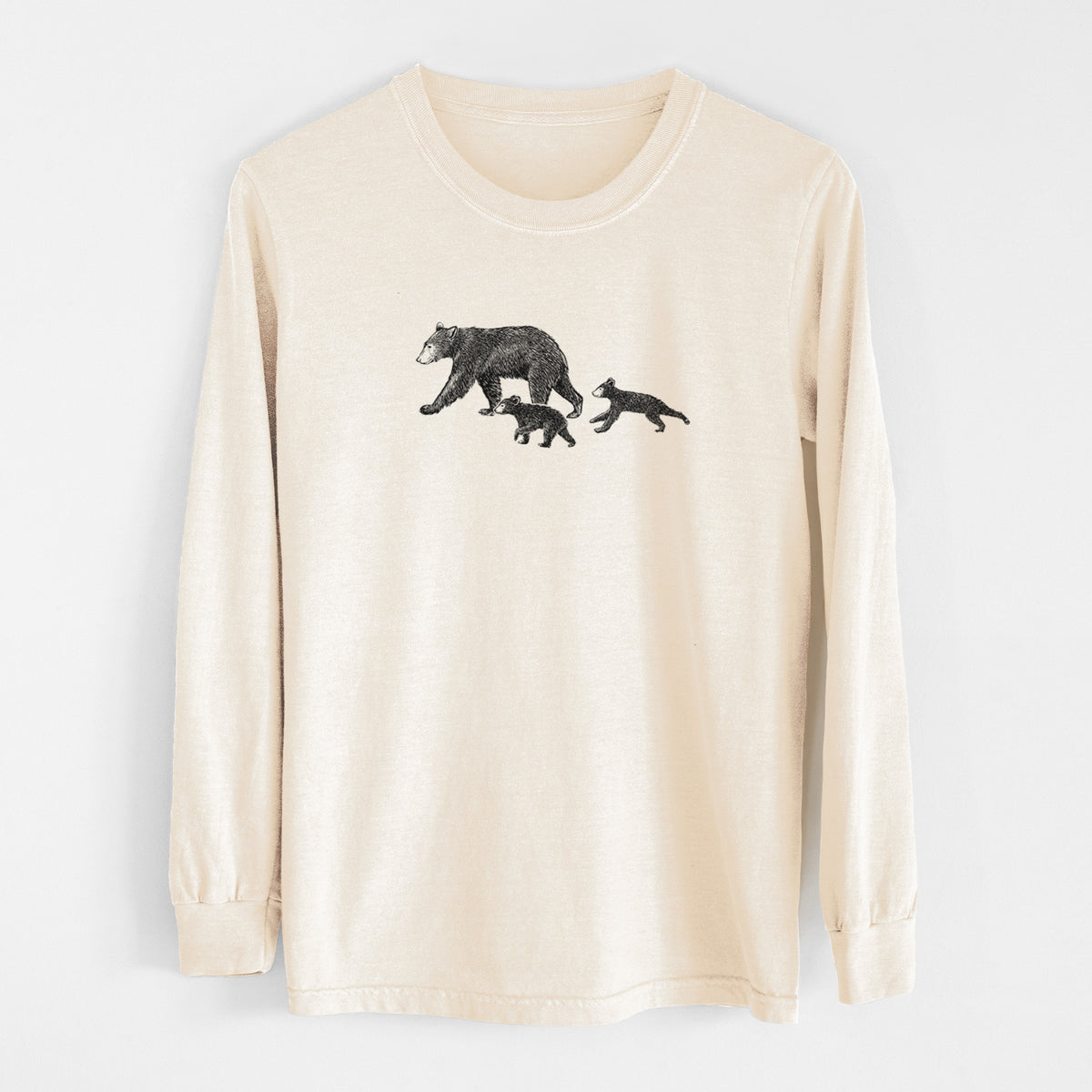 Mama Black Bear with Cubs - Unisex Comfort Colors 100% Cotton Long Sleeve