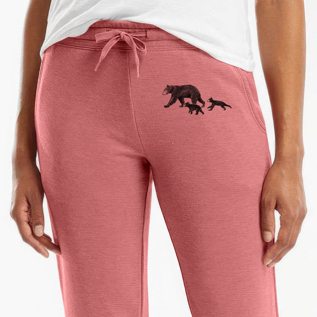 Mama Black Bear with Cubs - Women's Cali Wave Jogger Sweatpants