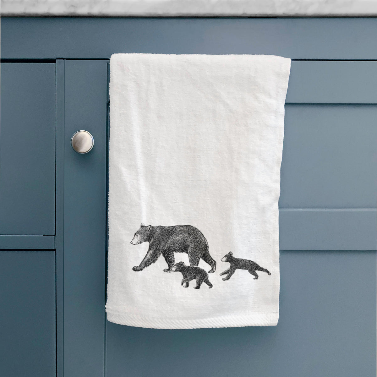 Mama Black Bear with Cubs Premium Decorative Hand Towel