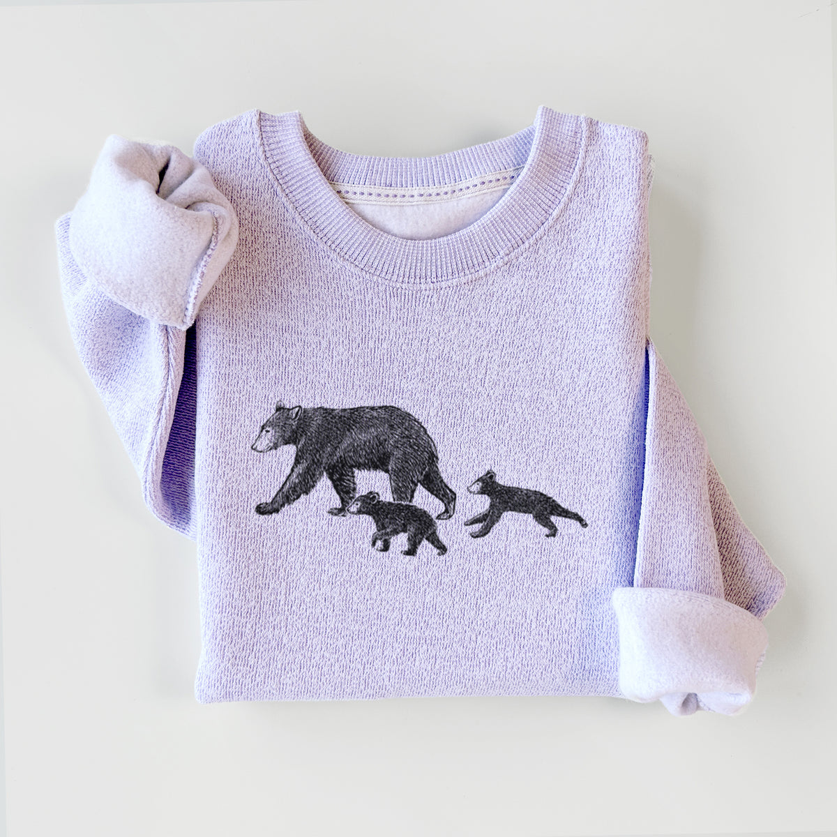 Mama Black Bear with Cubs - Knit Sweatshirt