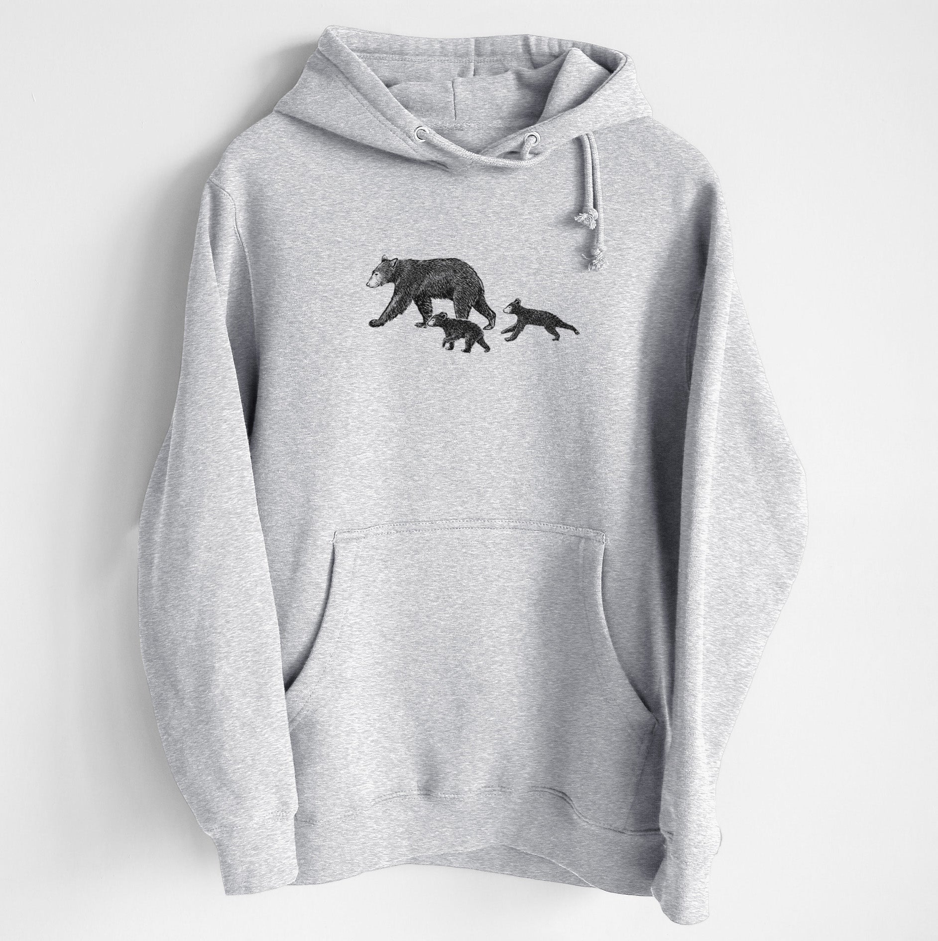 Mama Black Bear with Cubs - Heavyweight Fleece Hoodie