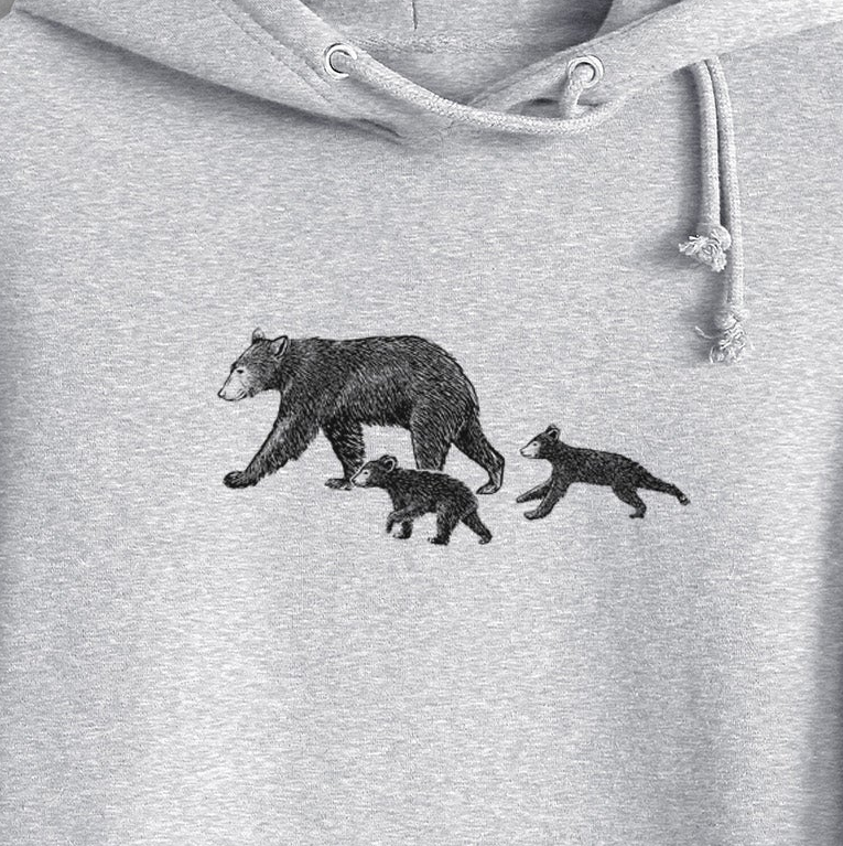 Mama Black Bear with Cubs - Heavyweight Fleece Hoodie