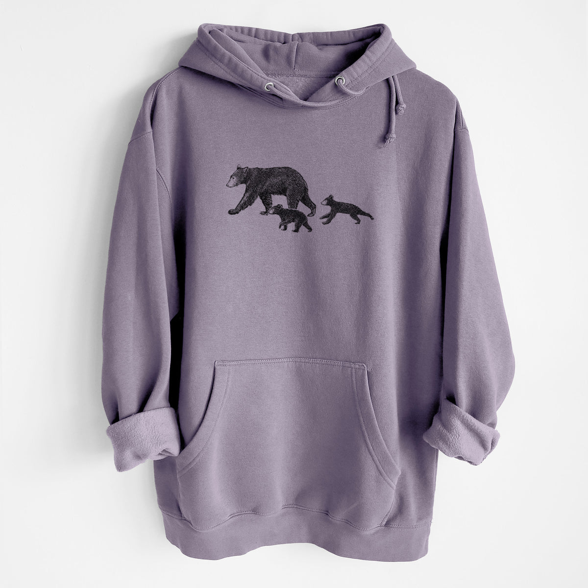 Mama Black Bear with Cubs - Heavyweight Fleece Hoodie
