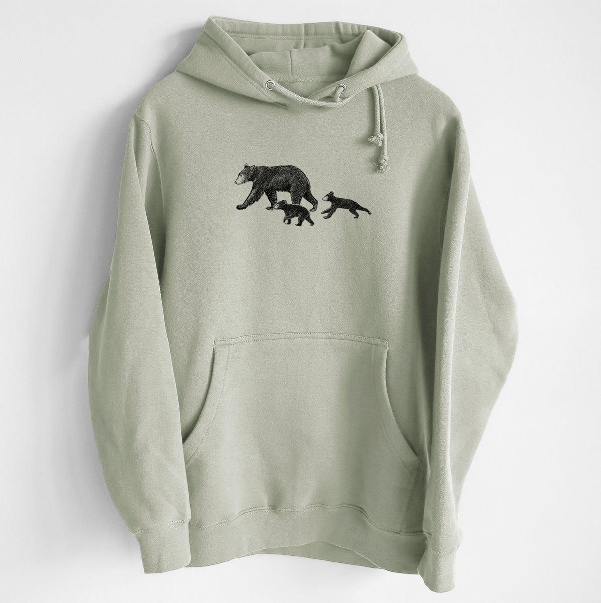 Mama Black Bear with Cubs - Heavyweight Fleece Hoodie