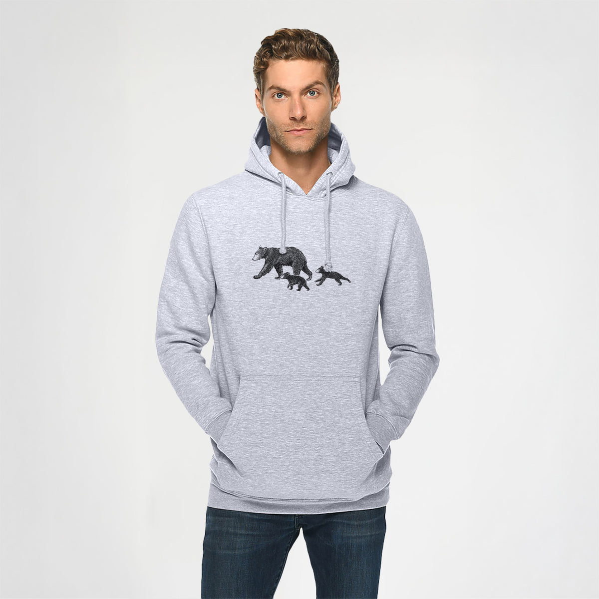 Mama Black Bear with Cubs - Heavyweight Fleece Hoodie