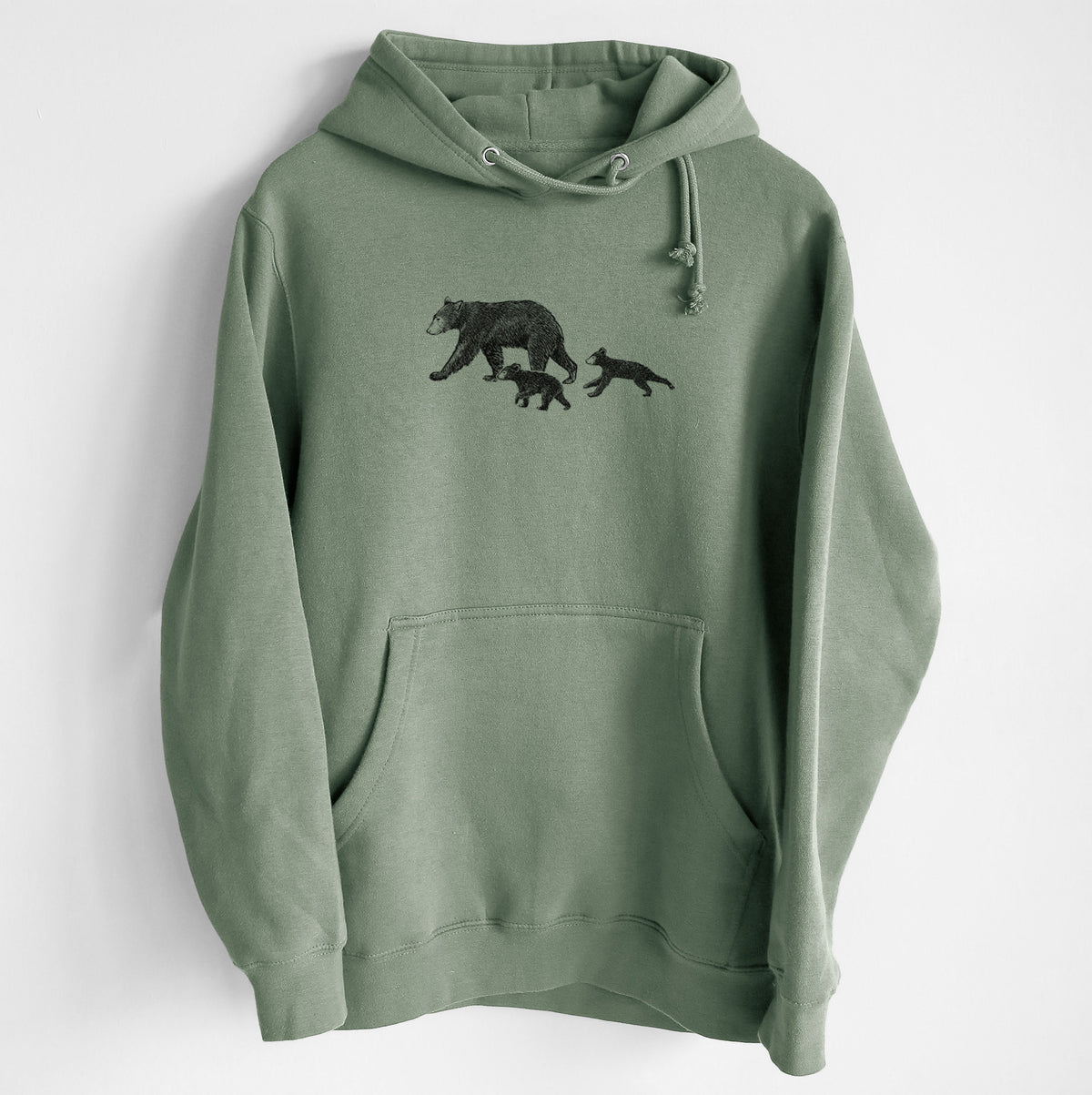 Mama Black Bear with Cubs - Heavyweight Fleece Hoodie