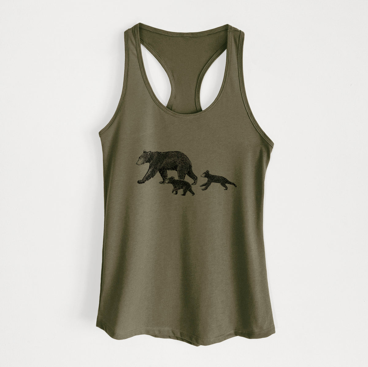 Mama Black Bear with Cubs - Women's Racerback Tanktop
