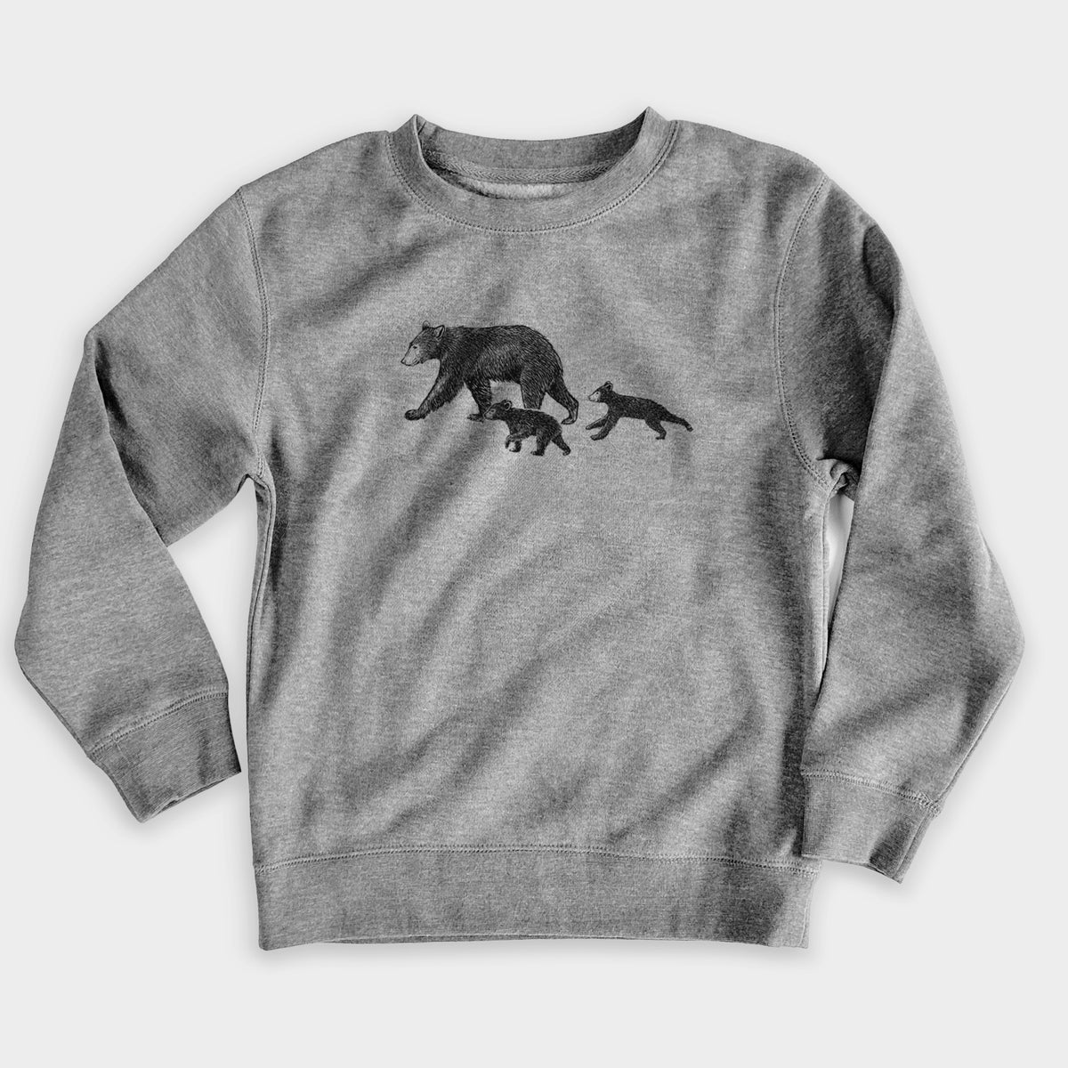 Mama Black Bear with Cubs - Youth Lightweight Crewneck Sweatshirt