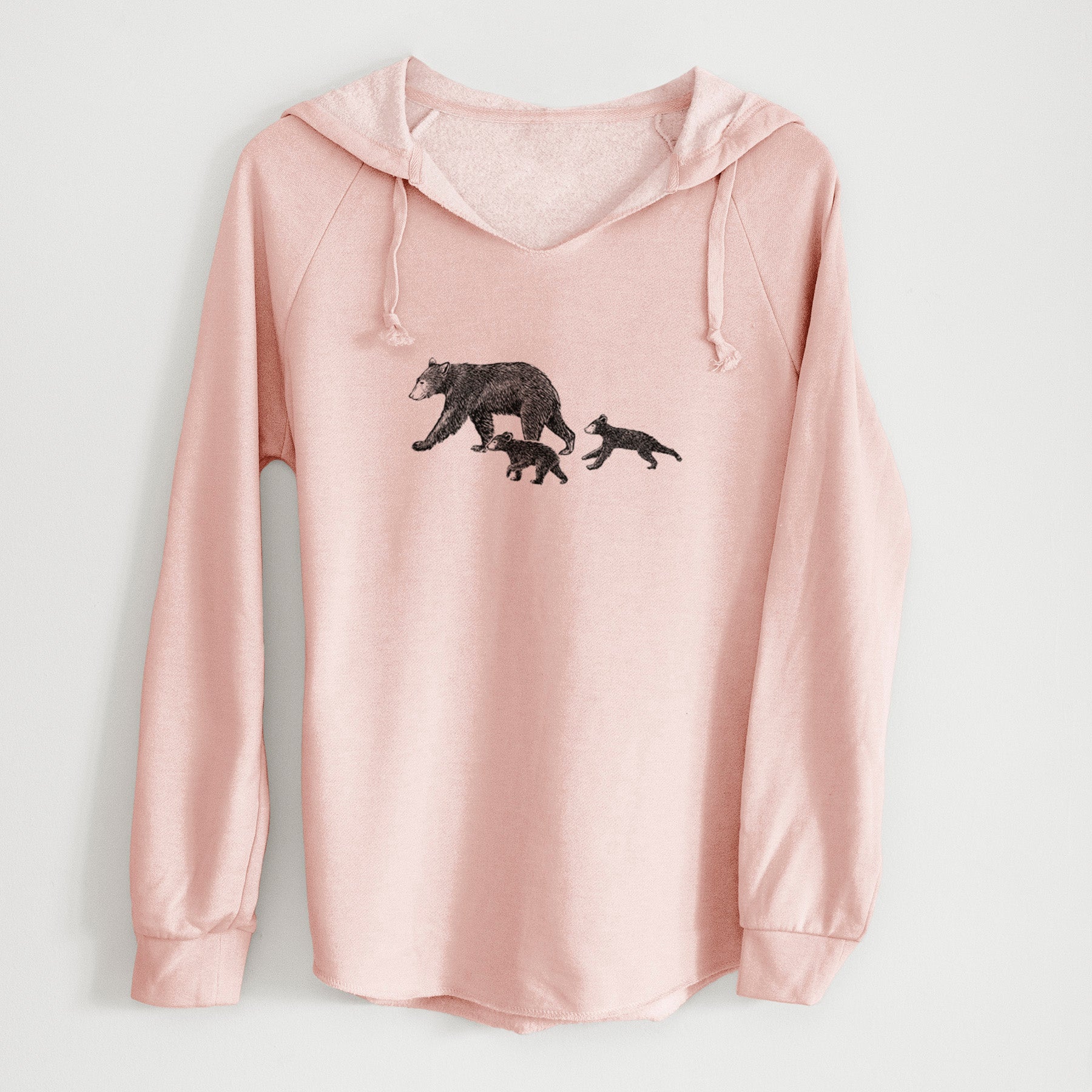 Mama Black Bear with Cubs - Cali Wave Hooded Sweatshirt
