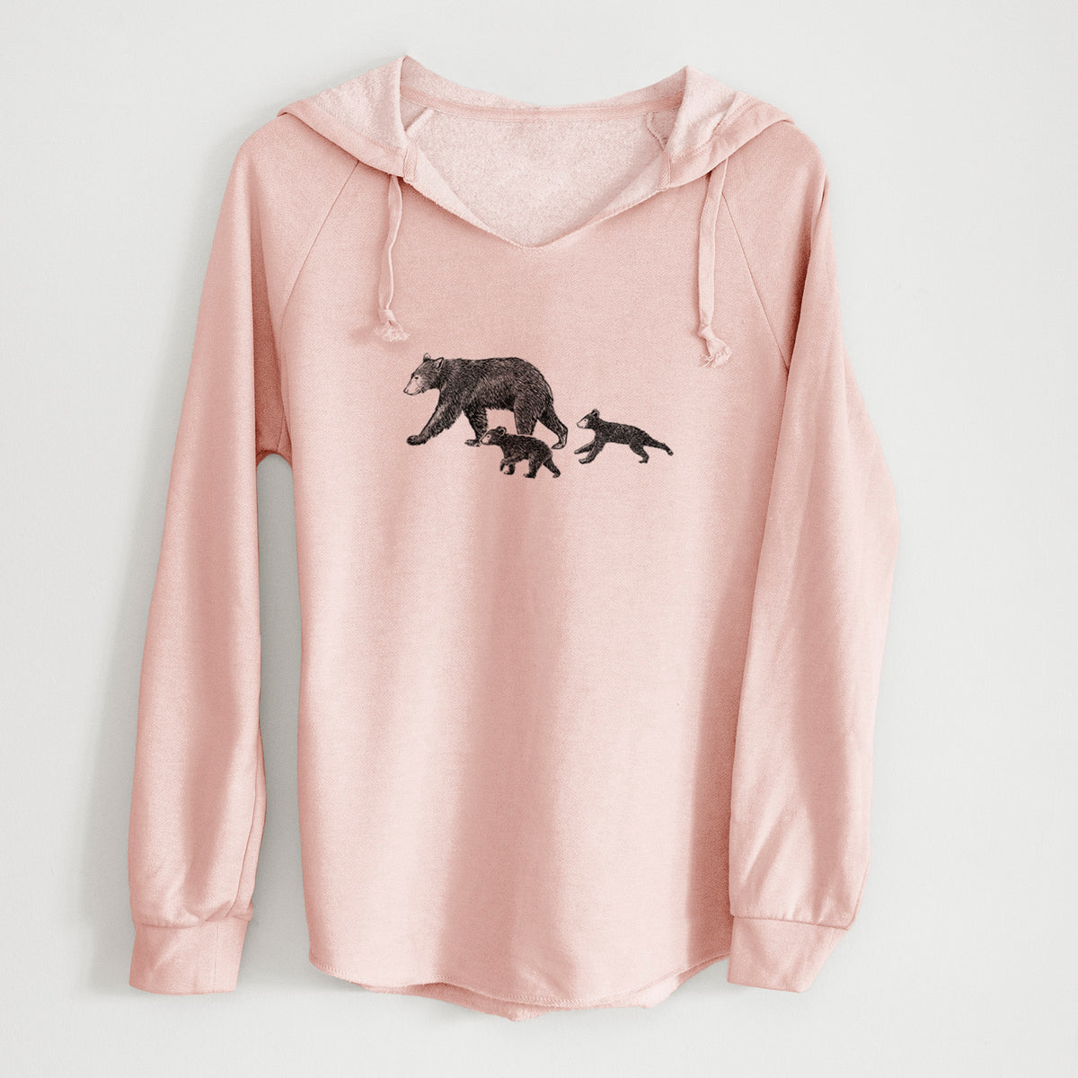 Mama Black Bear with Cubs - Cali Wave Hooded Sweatshirt