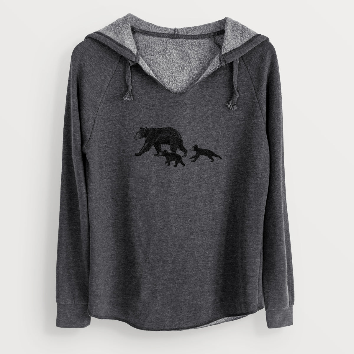 Mama Black Bear with Cubs - Cali Wave Hooded Sweatshirt
