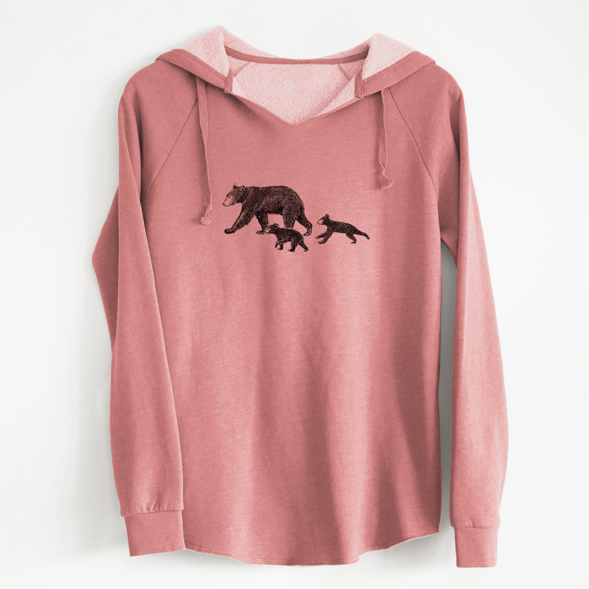 Mama Black Bear with Cubs - Cali Wave Hooded Sweatshirt