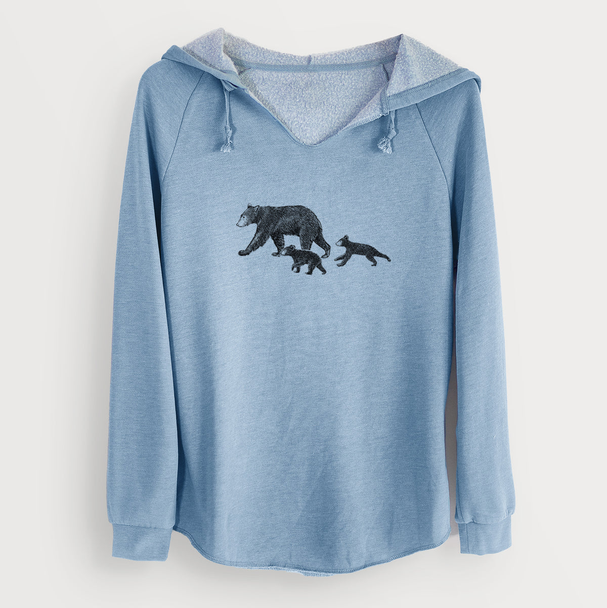 Mama Black Bear with Cubs - Cali Wave Hooded Sweatshirt
