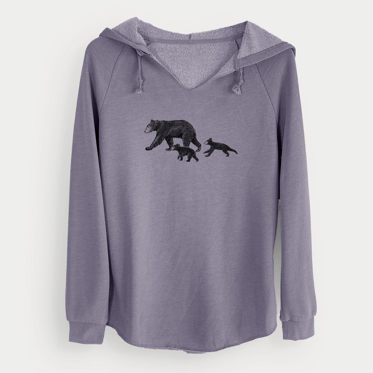Mama Black Bear with Cubs - Cali Wave Hooded Sweatshirt