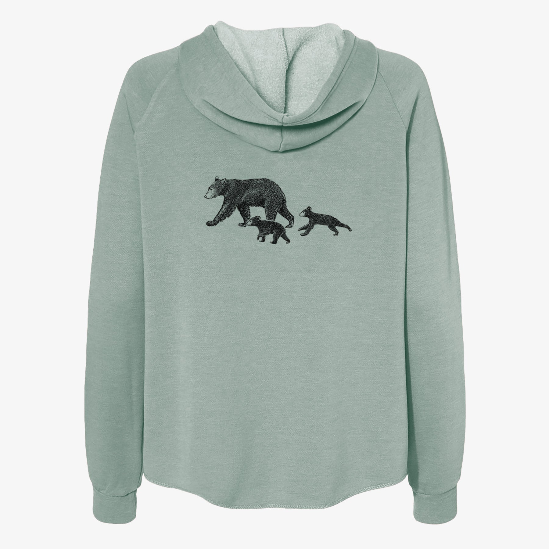 Mama Black Bear with Cubs - Women's Cali Wave Zip-Up Sweatshirt