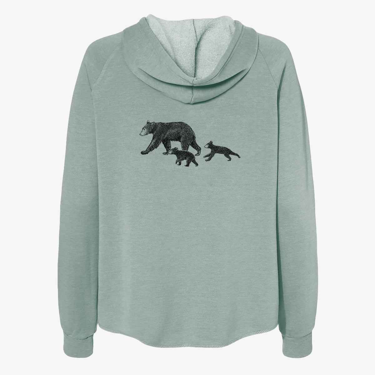 Mama Black Bear with Cubs - Women's Cali Wave Zip-Up Sweatshirt